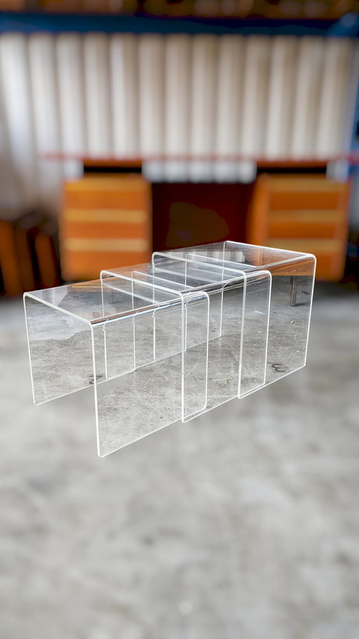 Set of Vintage Plexiglass Nesting Tables