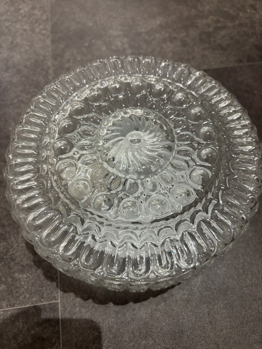 Vintage glazen plafondlamp/ plaffoniere glas