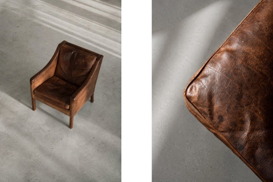 Vintage Mid-Century Deense moderne lounge lederen stoel & poef model 2207 door Børge Mogensen voor (photo 21 of 51)