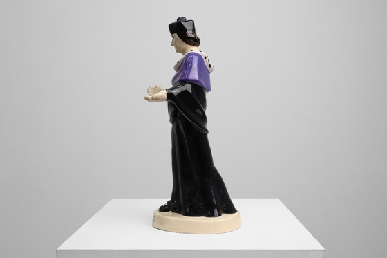Image 1 of Signed “St. Yves” Earthenware Statue by Jos Kervella for Henriot Quimper, France, 1947