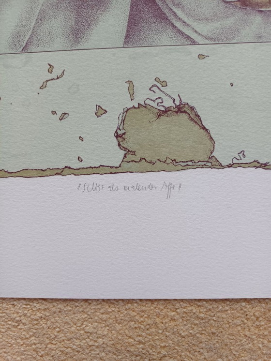 Image 1 of Reiner Schwarz, 'Myself as a Painting Monkey', Lithograph