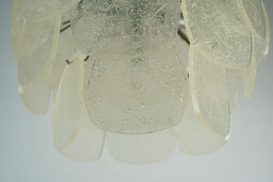 Image 1 of mid century PENDANT LIGHT with 30 acrylic discs like ice glass 1960s 1970s hanging lamp
