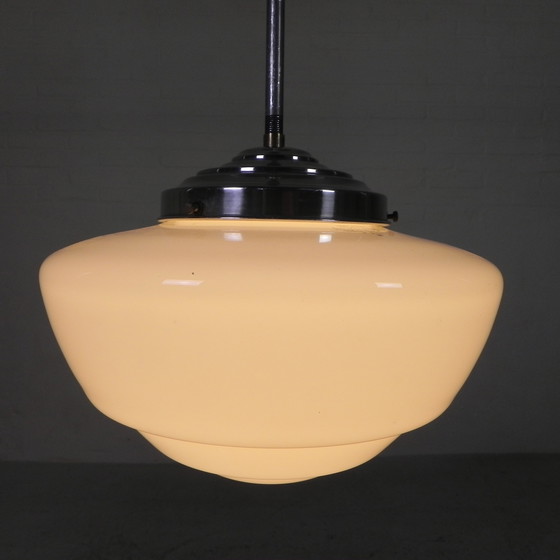 Image 1 of Art Deco Pendant Lamp With Stepped Glass Shade, Semlite Vsl, 1930s