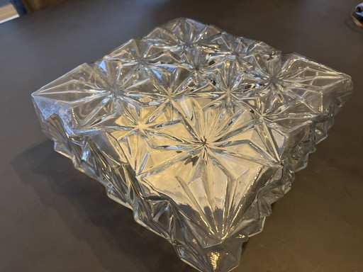 Vintage glazen plafondlamp / plaffoniere glas