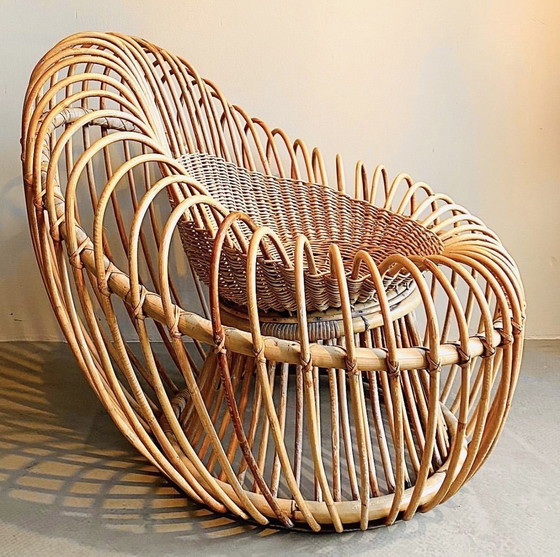 Image 1 of Chaise "Soleil" en bambou et osier par Janine Abraham et Jan Dirk Rol, France 1958