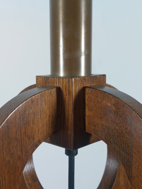 Image 1 of Rare vintage pair of wooden Temde table lamps