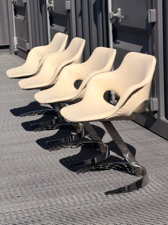 Image 1 of Boris Tabacoff MMM tafel en 4 stoelen set | Design uit de jaren 70