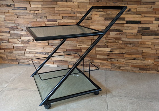 Harvink set, Z lounge tables with serving trolley, Side tables, Glass, Metal, Black (photo 6 of 18)