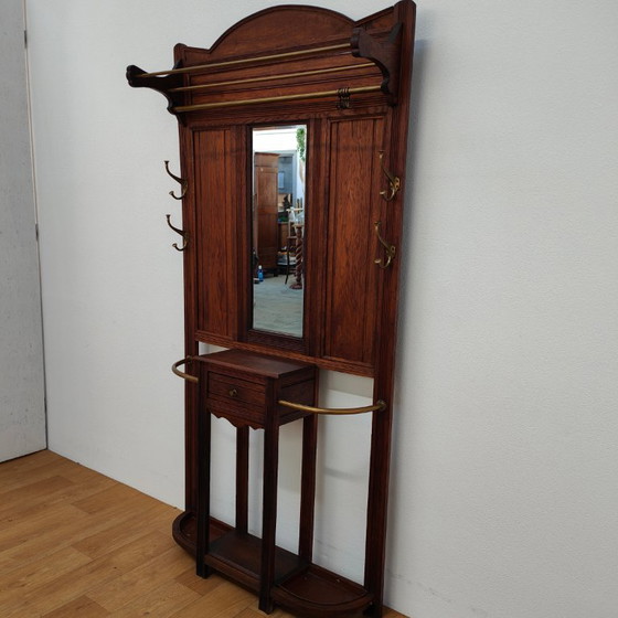 Image 1 of Antique hallway furniture, coat rack, free-standing coat rack with mirror