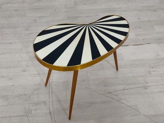 Image 1 of Mid - Century kidney-shaped side table Flower table Shelf VINTAGE