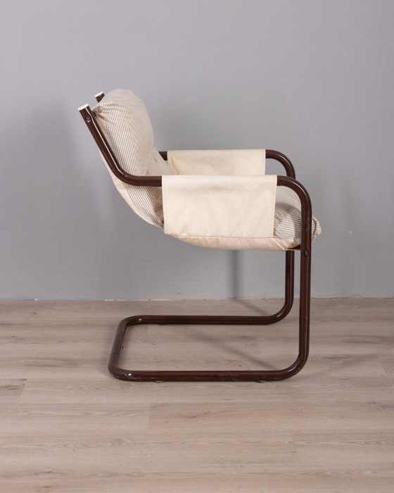 Image 1 of Poltrona vintage anni '70 in metallo e tessuto, design scandinavo.