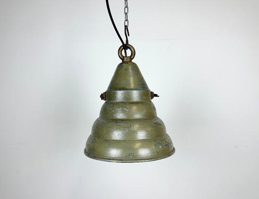 Green Industrial Aluminium Hanging Lamp, 1970s