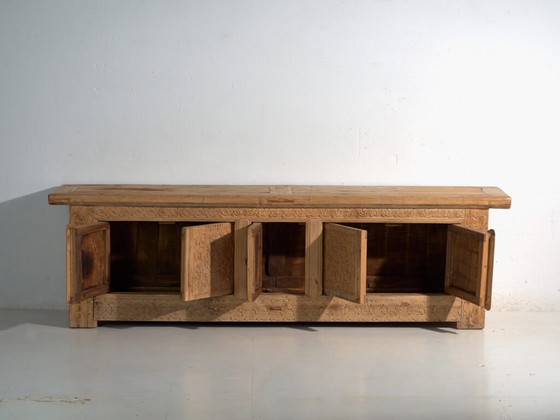 Antique carved low sideboard in fir wood – China, circa 1930 (photo 40 of 40)