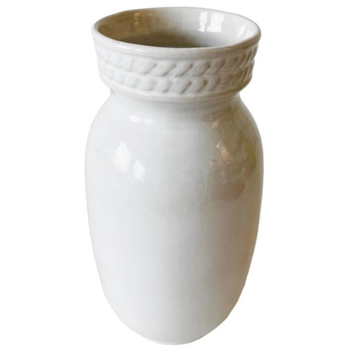 Vintage Allemagne de l'Ouest vase blanc Bay Keramik 1970