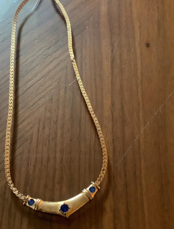 Collier Iconique Ras Du Cou Pierre Cardin Années 50/60 - Plaqué Or - Cristaux Bleus – Cadeaux, Metal, Crystal (photo 8 of 16)