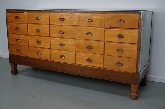 Image 1 of Vintage Engelse esdoorn en eiken haberdasherykast / toonbank, jaren 1930