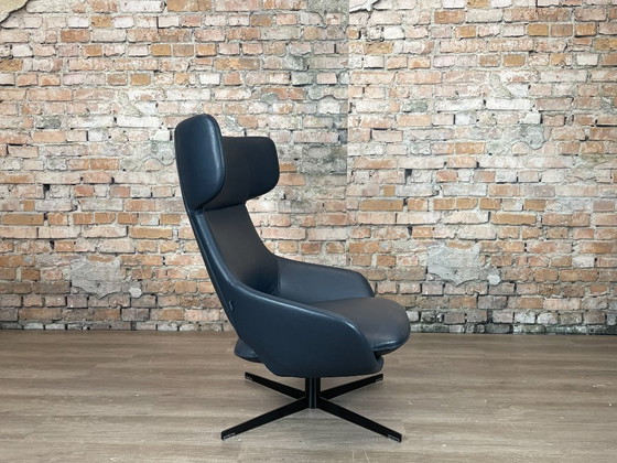 Artifort Kalm - Dunkelblau | Patrick Norguet – Sessel, Leder, Metall (photo 8 of 16)