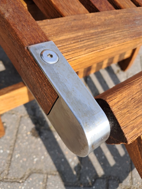 Image 1 of Sedia a sdraio tradizionale Victoria in teak con ruote, pieghevole