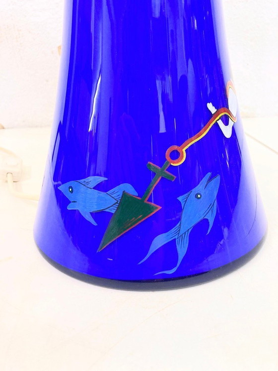 Image 1 of Lampada da tavolo in vetro dipinto di design Eisch anni '80-'90, firmata