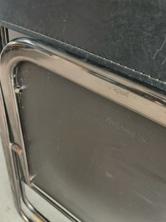 Image 1 of Zwart Lederen Vintage Jaren 70 "Tamara" Folding Chair by Arrben Italy