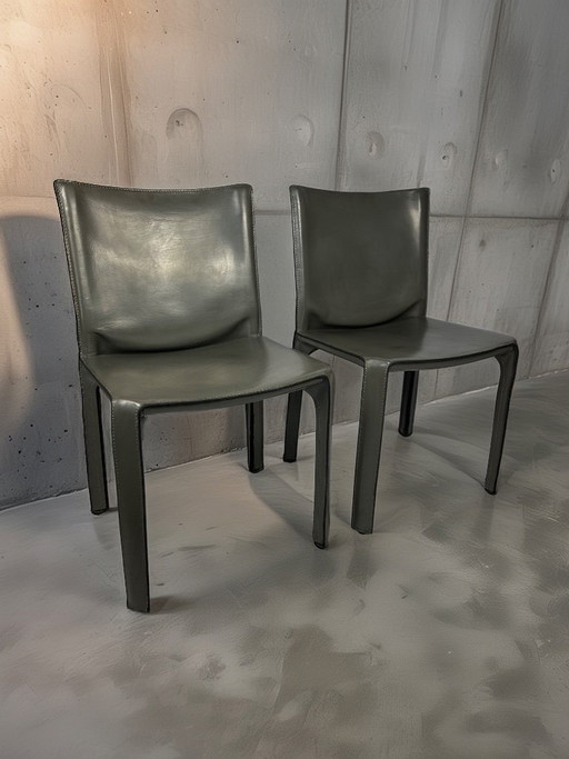 2x 412 Cab Chair by Mario Bellini for Cassina (1990s)