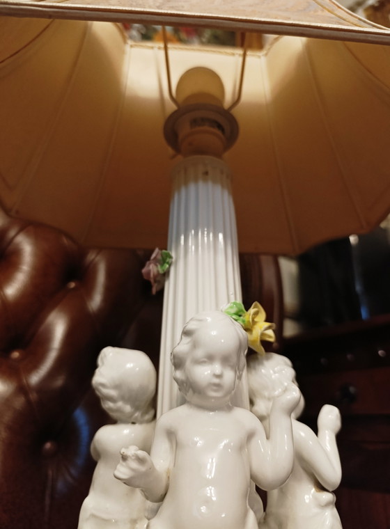 Vintage Porcelain Cherub Table Lamp 62 cm (photo 9 of 15)
