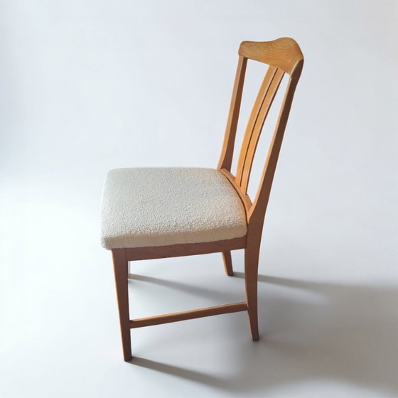 Image 1 of Vintage chair, imitation white sheepskin, Sweden, 1960s