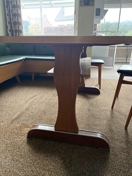 Image 1 of Retro vintage duitse hoekbank met kaarttafel, stoelen en krukjes