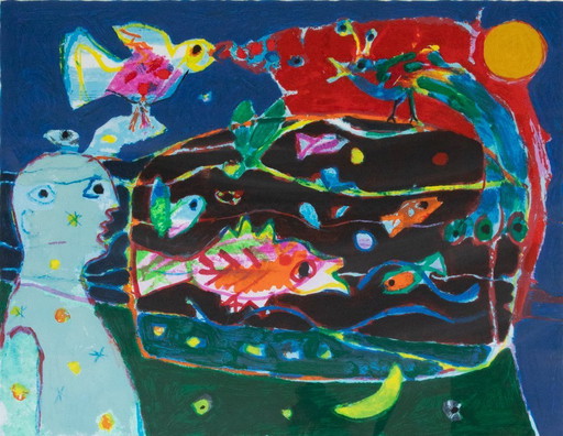 Guazzo - Artista: Hans Truijen - Titolo: L'annonce de la nuit