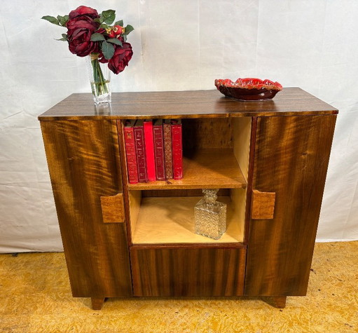 Art Deco Vintage Walnut Display Cabinet (Circa 1930–1940)  A charming and beautifully crafted Art Deco cabinet dating from the 1