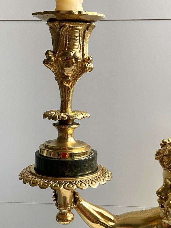 Image 1 of Atypische Skulptur Junger Satyr Fackelträger Bronze vergoldet nach Clodion Statue Kunst