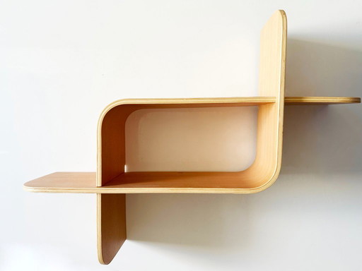 Schwebendes Wandregal Design 70s Space Age aus gebogenem Holz