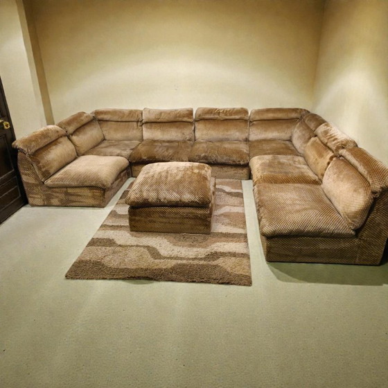 Image 1 of Canapé modulable en velours des années 70, modèle XL, style vintage milieu du siècle