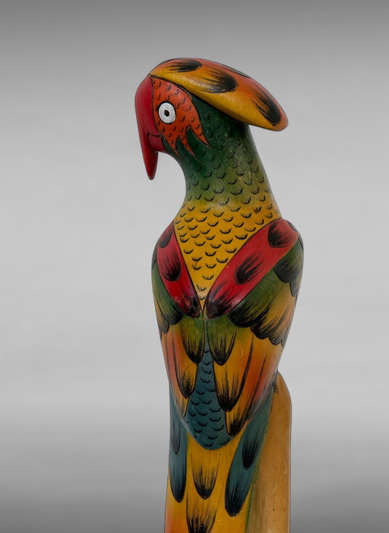 Image 1 of Scultura d'epoca in legno di balsa, pappagallo
