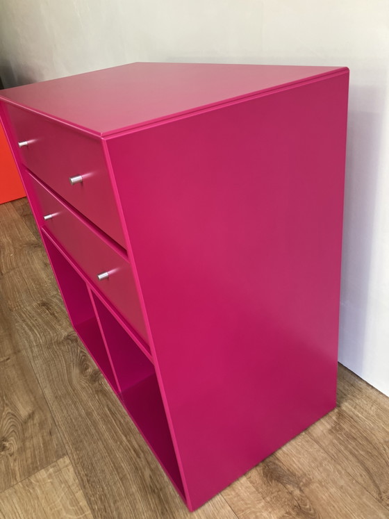 Image 1 of Original Montana Furniture Module with drawers and open compartments in Fuchsia Pink
