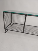 1 x wire steel cabinet with glass top 1980's