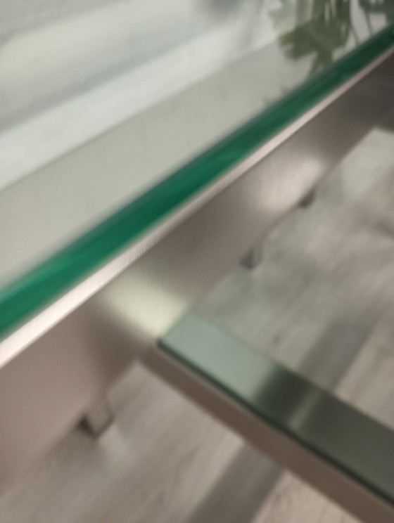 Image 1 of Beistelltische aus Edelstahl, dickes Glas, sehr schwer