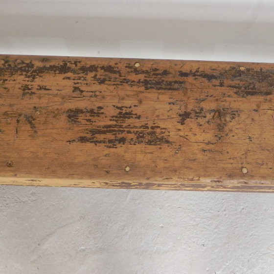 Image 1 of Grenen bank met rugleuning, 2,5 meter lang, jaren 50