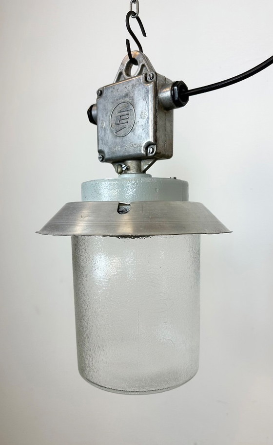 Image 1 of Industrial Aluminium Light with Glass Cover from Elektrosvit, 1970s