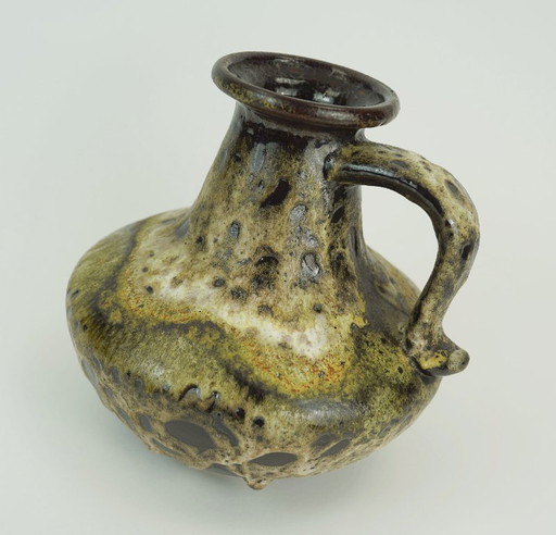 Ruscha-Vase aus der Mitte des 20. Jahrhunderts, Tropfglasur, Erdtöne, Keramikmodell 377-21