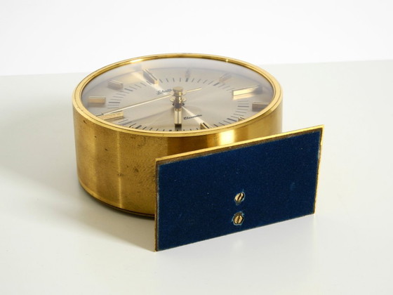 Zeldzame originele ronde messing tafelklok uit de jaren 60 van Schatz Duitsland – Klokken, Brass (photo 20 of 20)