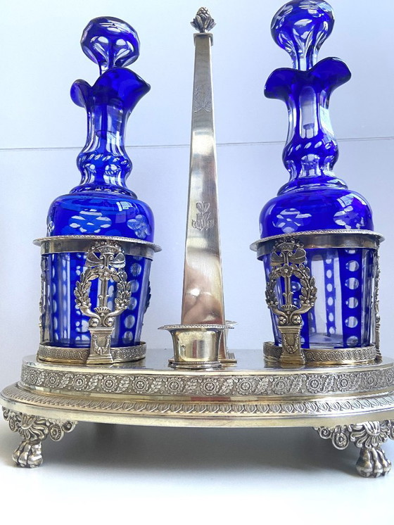 Image 1 of Porte Condiments Argent Massif Ciselé 900 Directoire 1800 Orfèvre AT Paris