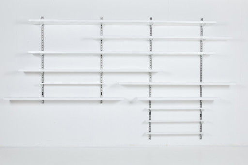 Sistema di scaffalatura modulare a parete Mid-Century Modern italiano del 1960