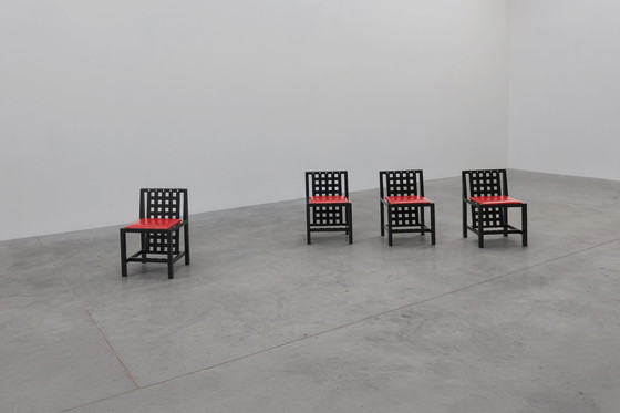 Image 1 of Ensemble de 4 chaises de salle à manger DS3 par Charles Rennie Mackintosh pour Atelier international, Italie, années 1970