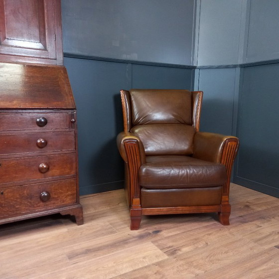 Image 1 of Elegant Art Deco Armchair in Sheepskin - Timeless and Luxurious Seating Comfort