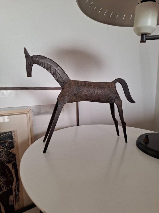 Image 1 of Vintage wrought iron horse sculpture