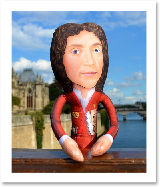 Image 1 of Moliere Art Doll | Handmade Textile Figurine | French Playwright Gift | Literature Teacher Gift | Library Decor