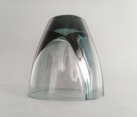 Image 1 of Rare SGHR Sugahara Japanese organic handmade blue smoked glass 'old fashioned' glass set Japan 1970s