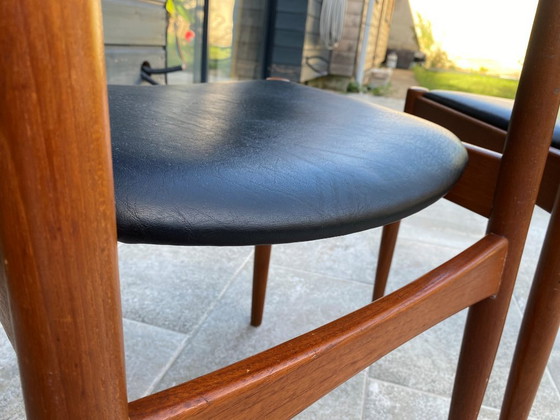 Image 1 of Set di 4 sedie scandinave Johannes Andersen Vamo Sonderborg in teak skai an60 vintage