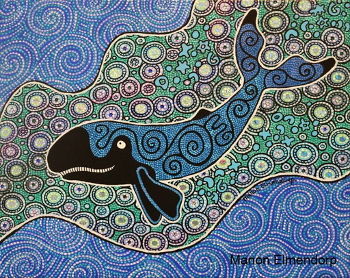 Original Hand Painted Painting Whale 24 x 30 cm New